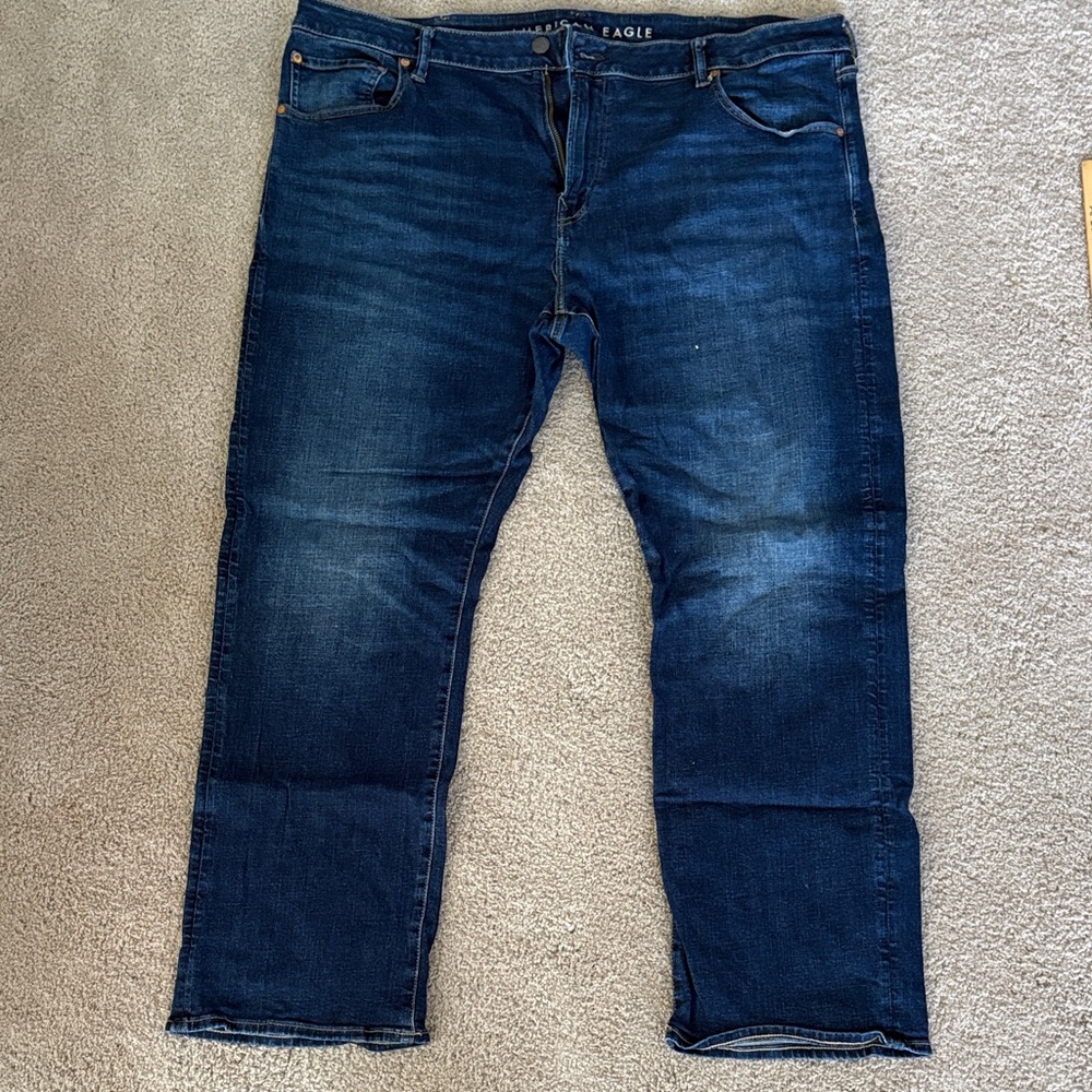 American Eagle Outfitters Men's Dark Blue Relaxed Jeans